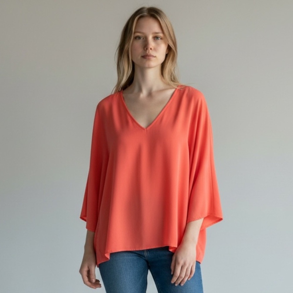 Vintage Charlotte Russe Womens Sheer Peach Blouse Size L Keyhole Back Minimalist